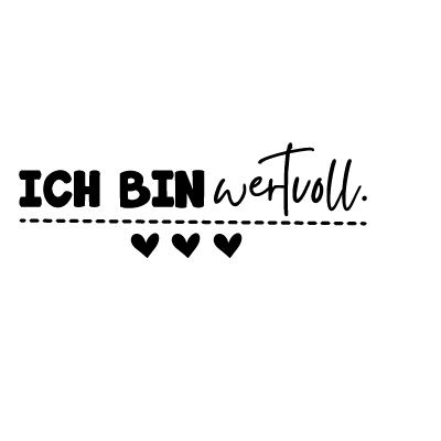 Bügelbild Schriftzug mich bin wertvoll