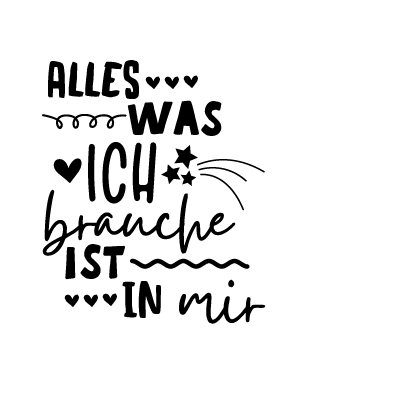 Bügelbild Schriftzug Alles was ich brauche ist in mir