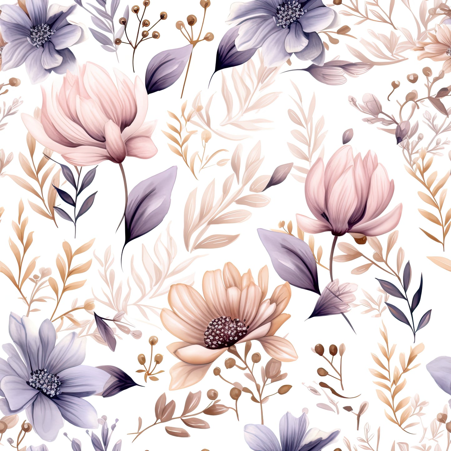 Stoffmuster Blumen lila