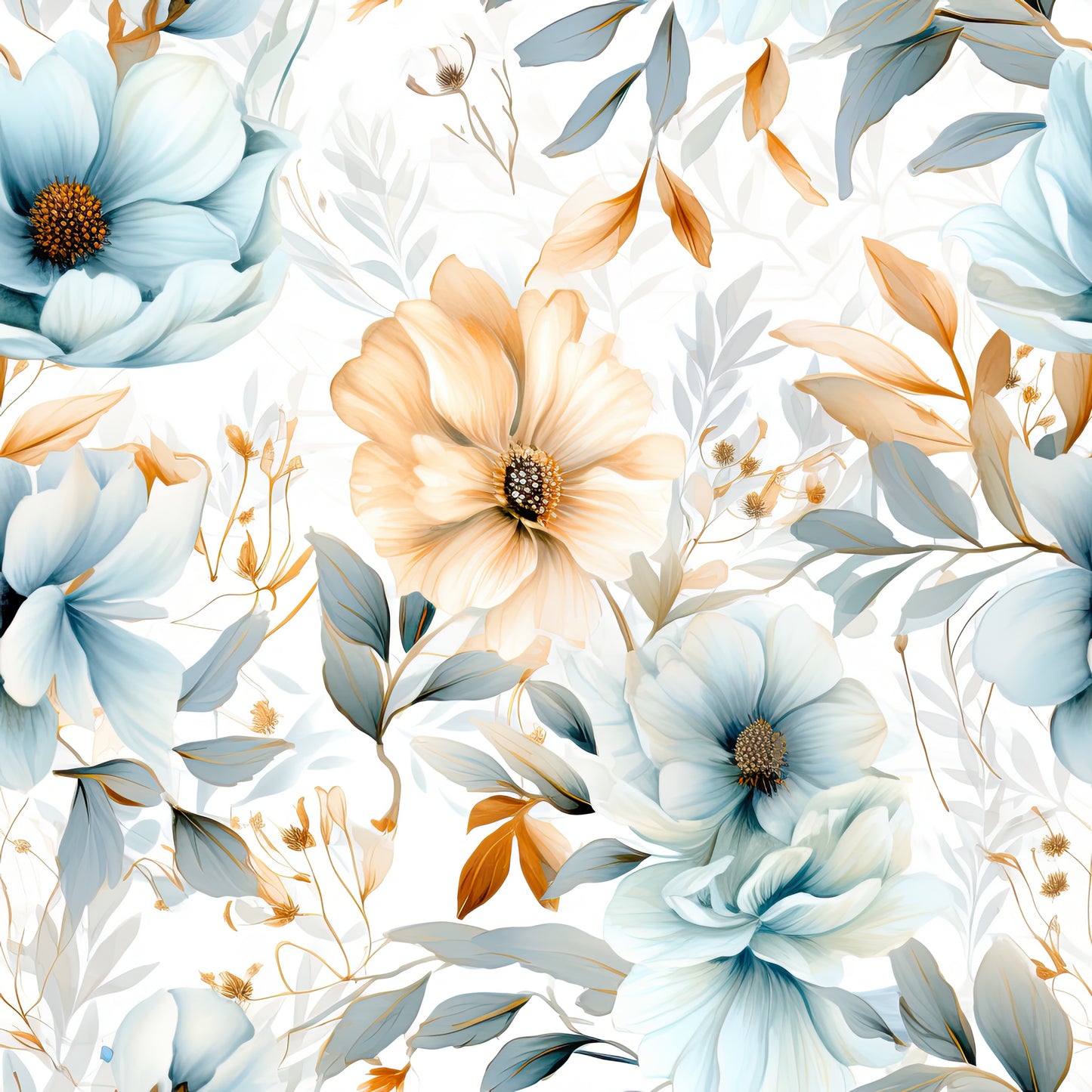 Stoffmuster Blumen blau