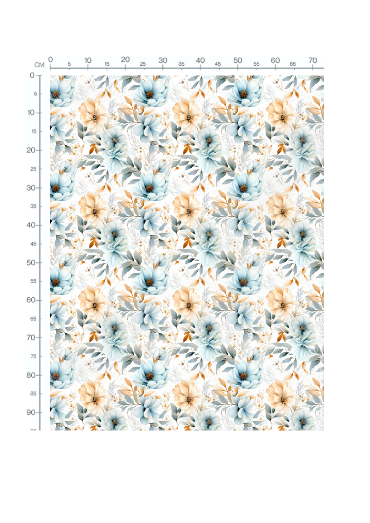 Stoffmuster Blumen blau