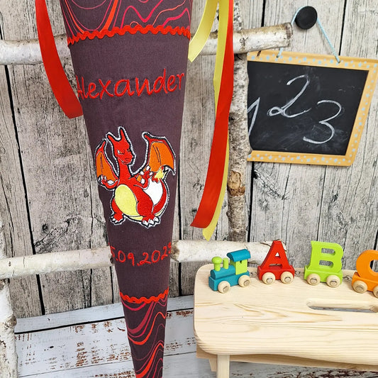 Schultüte Roter Drache Wellen
