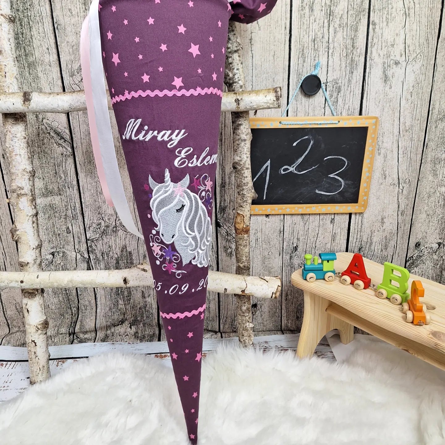 Schultüte Pferd rosa weiß