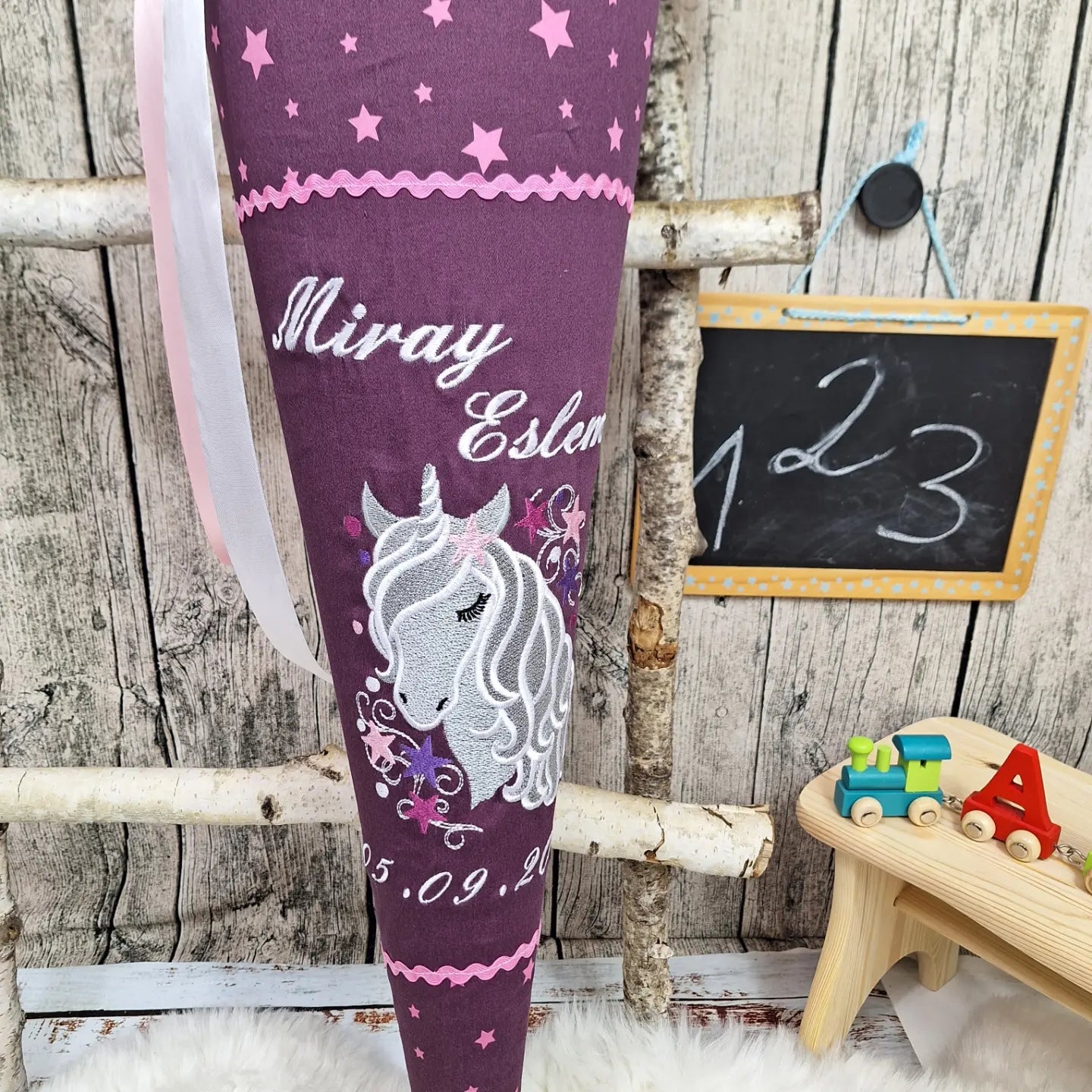 Schultüte Pferd rosa weiß