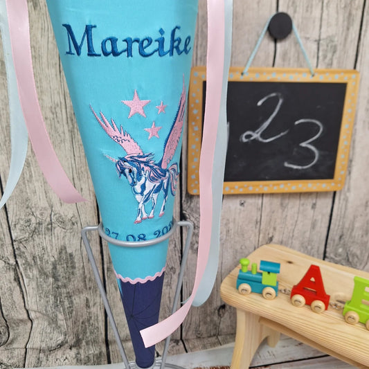 Schultüte Pegasus blau