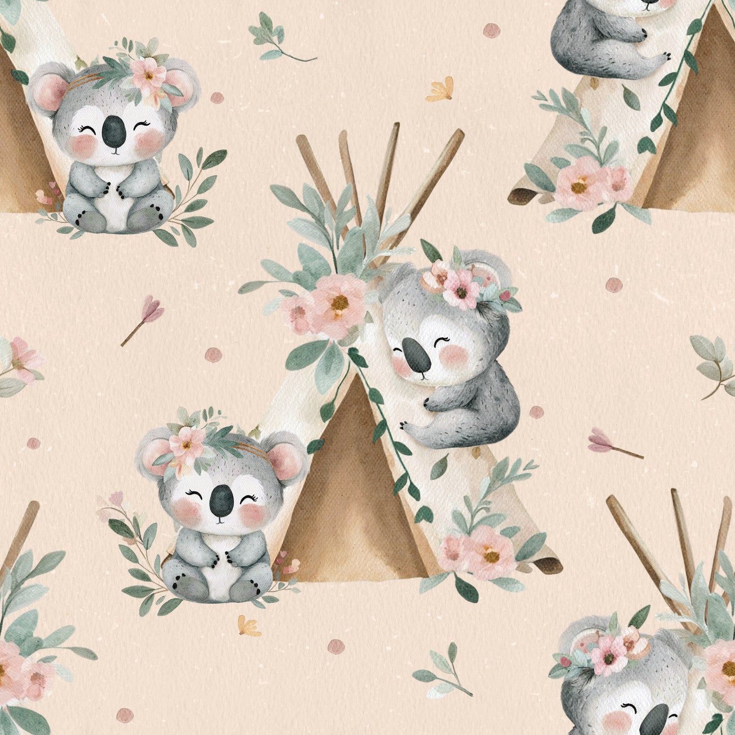 Stoffmuster Exklusiv Flower Koala