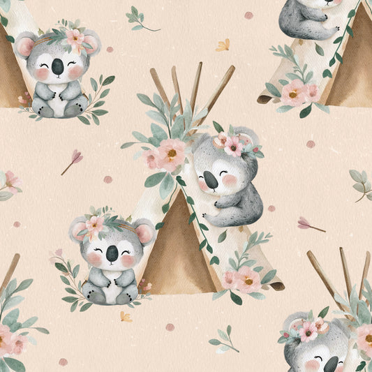 Stoffmuster Exklusiv Flower Koala
