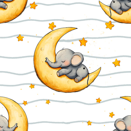 Stoffmuster Exklusiv Mond Elefant