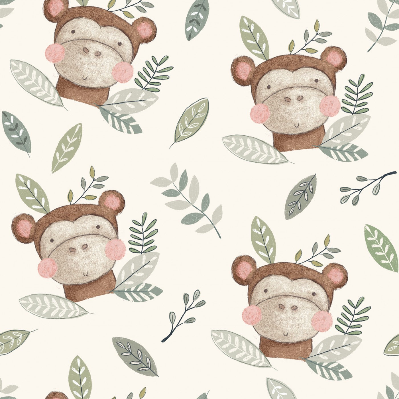Stoffmuster Safari Affe
