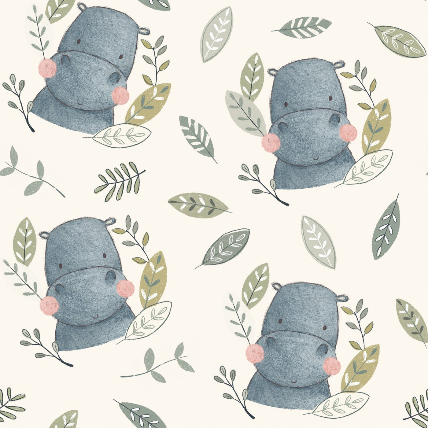 Stoffmuster Safari Hippo