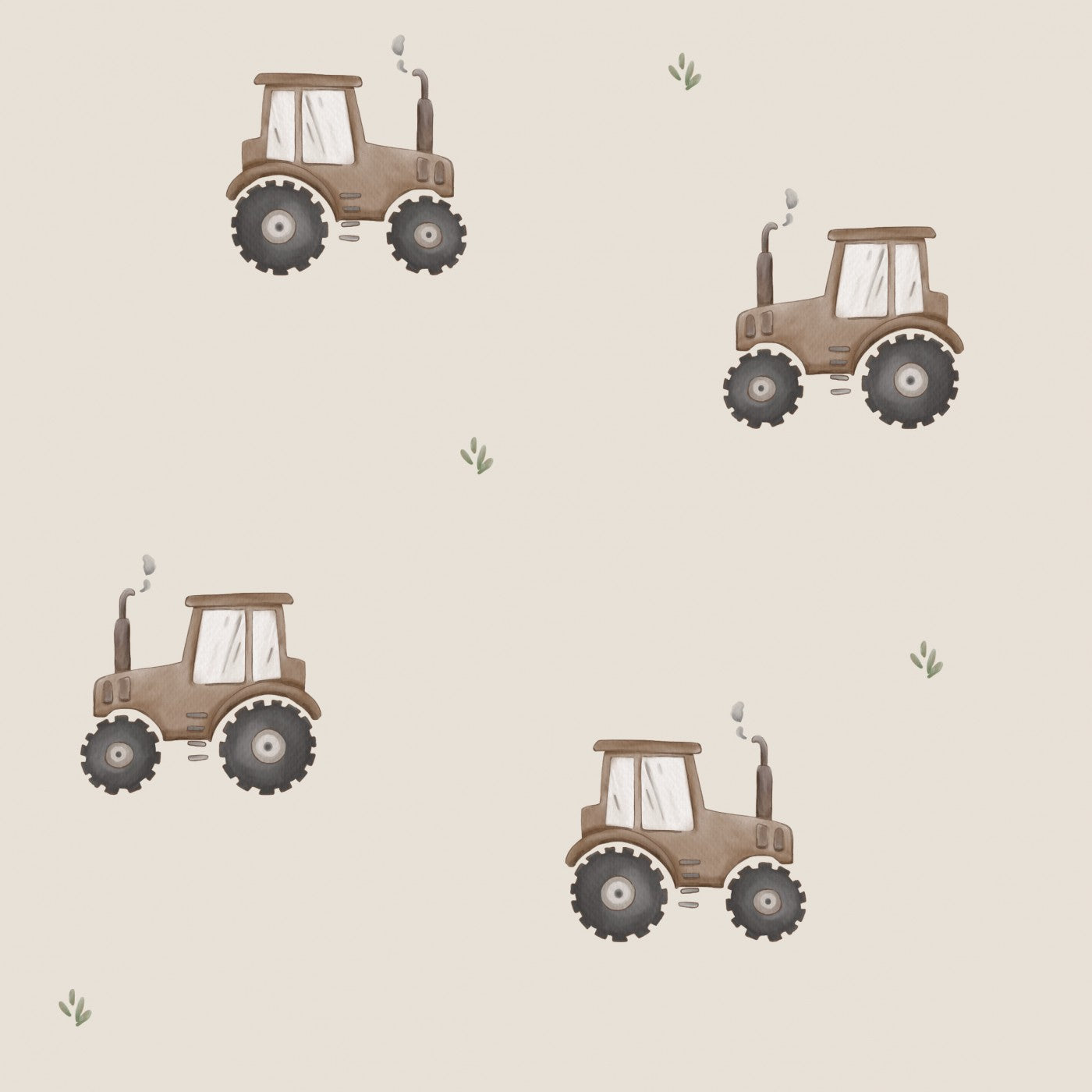 Stoffmuster Traktor braun