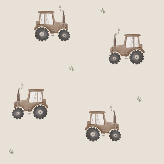 Stoffmuster Traktor braun