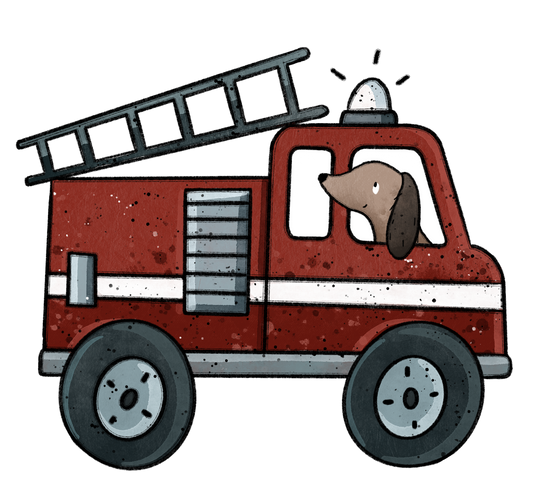 Bügelbild Dackel Feuerwehr