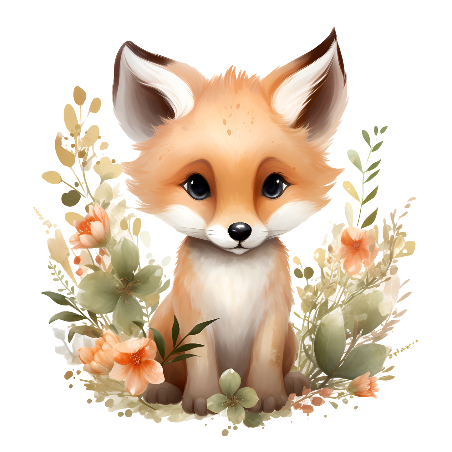 Bügelbild Fuchs Blumen