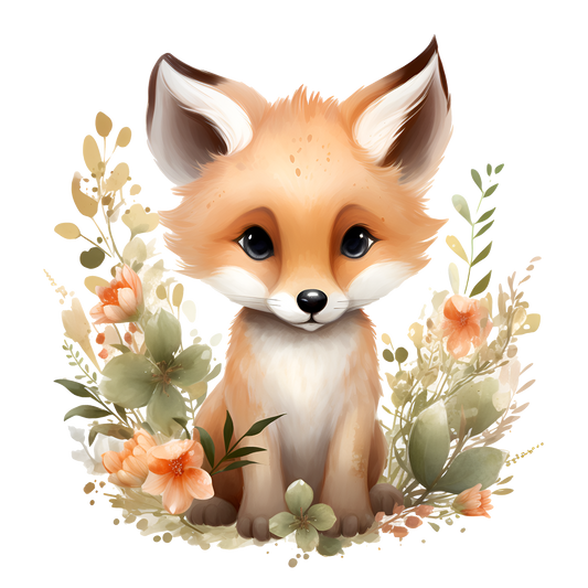 Bügelbild Fuchs Blumen