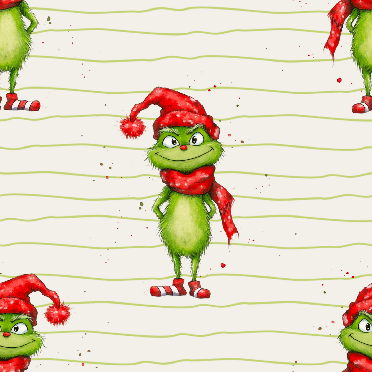Stoffmuster Exklusiv Grünes Weihnacht Monster