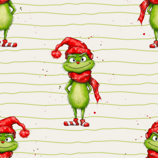 Stoffmuster Exklusiv Grünes Weihnacht Monster