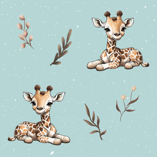 Stoffmuster Exklusiv Giraffe blau