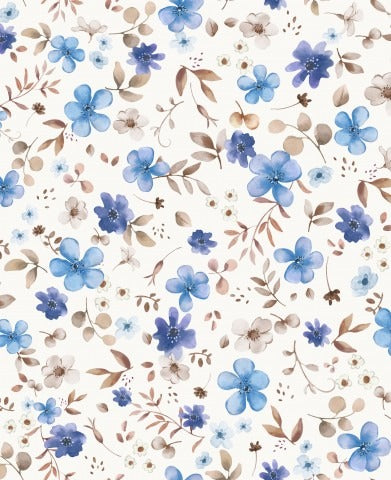 Stoffmuster Eisblume blue