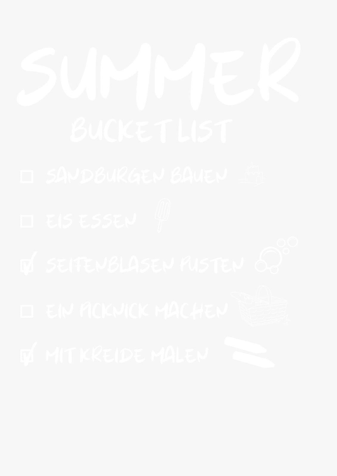 Bügelbild SUMMER BUCKET LIST weiß