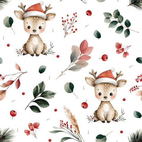 Stoffmuster Reh Winterblätter