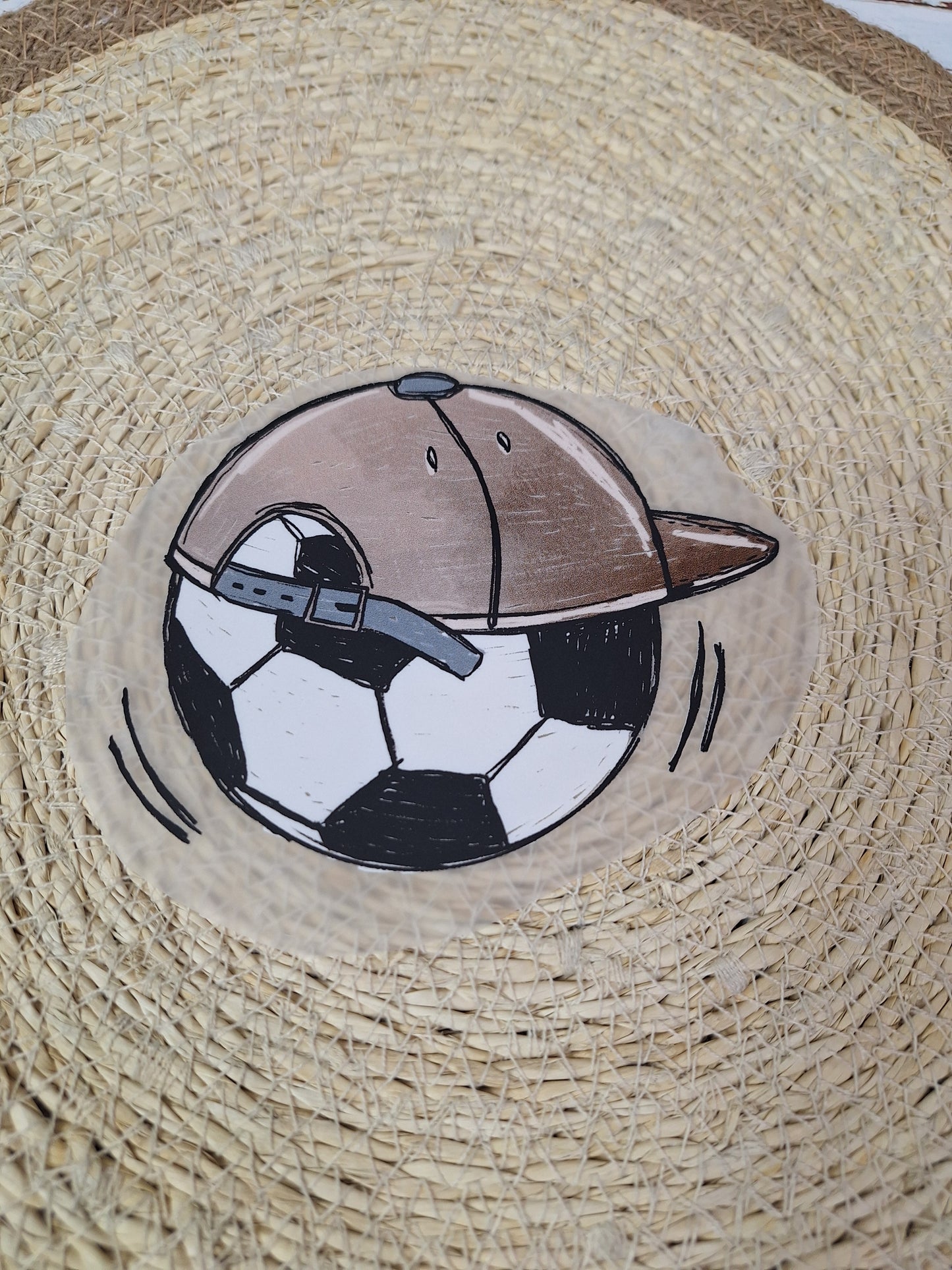 Bügelbild Fußball braun