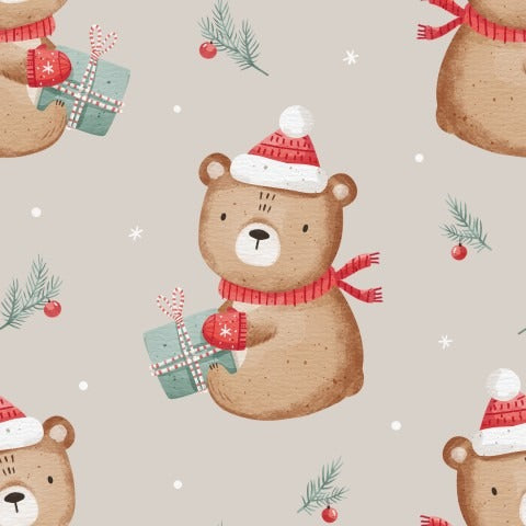 Stoffmuster Weihnachtsbär