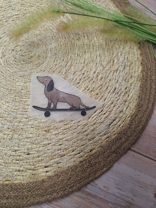 Bügelbild Dackel Hermann Skater