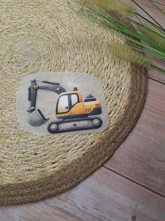 Bügelbild Baustelle Bagger