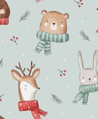 Stoffmuster Winter Freunde