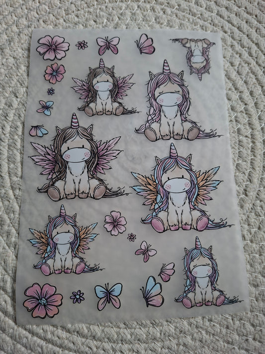 Bügelbildbogen Einhorn