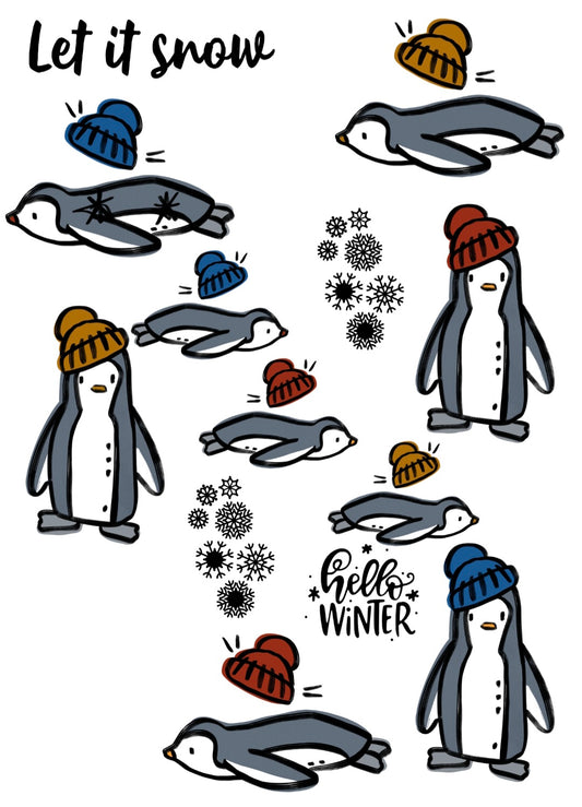 A5 Bügelbildbogen Pinguine