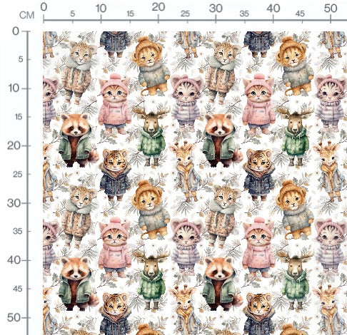 Stoffmuster Winter Katzen