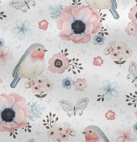 Stoffmuster Flora Rotkehlchen