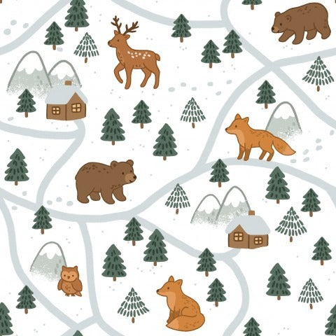 Stoffmuster Winterlandkarte