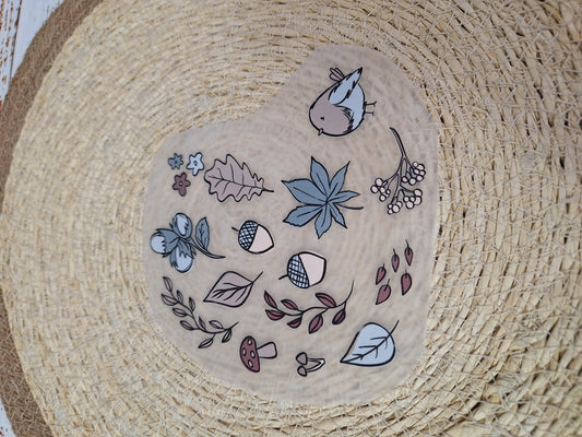 Bügelbild Herbst Vogel