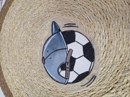 Bügelbild Fußball blau