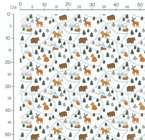 Stoffmuster Winterlandkarte