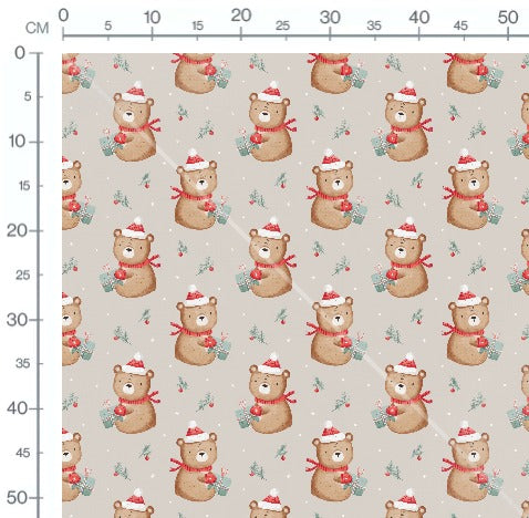 Stoffmuster Weihnachtsbär