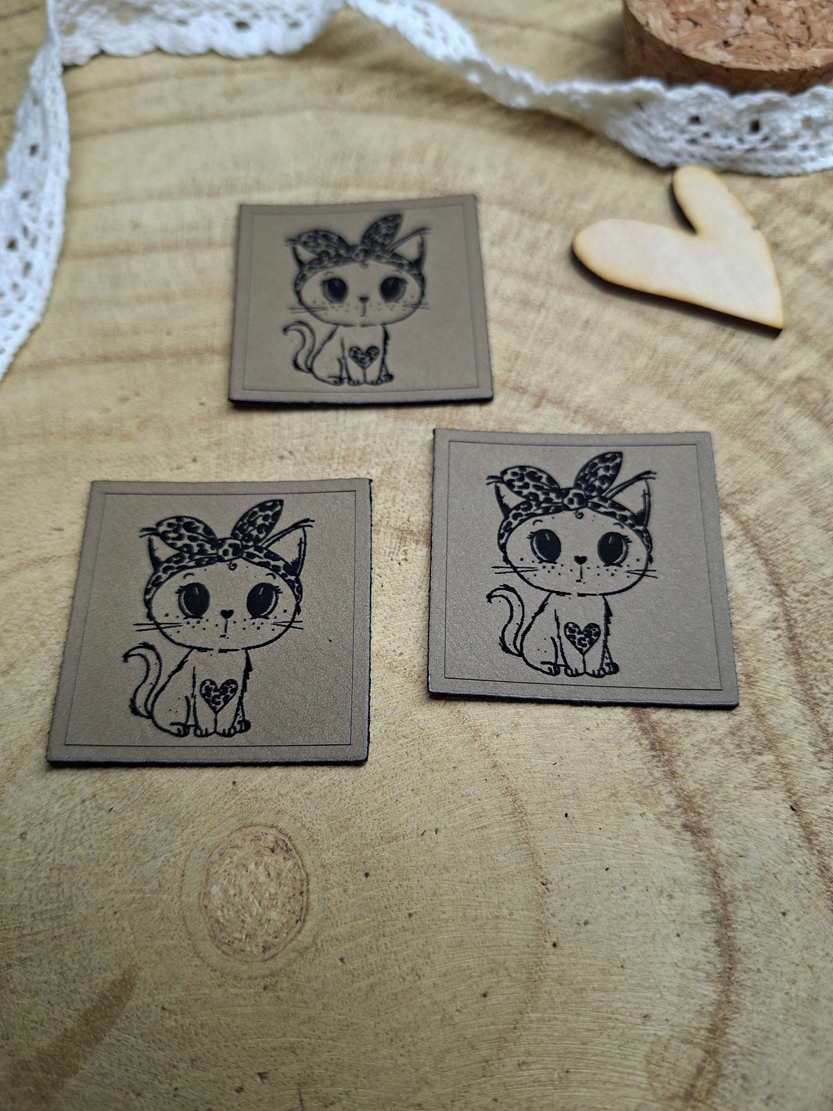 Lederpatch Leo Katze