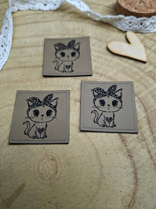 Lederpatch Leo Katze