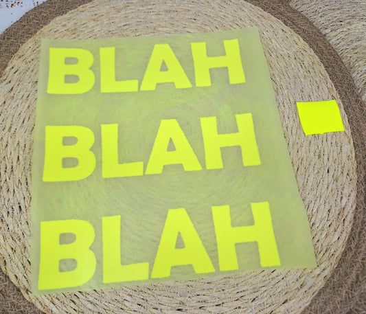 Bügelbild Flock neon BLAH