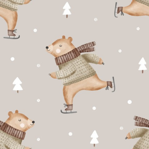 Eigenproduktion Vorbestellung  0,5Meter Eisbär auf Schlittschuh beige