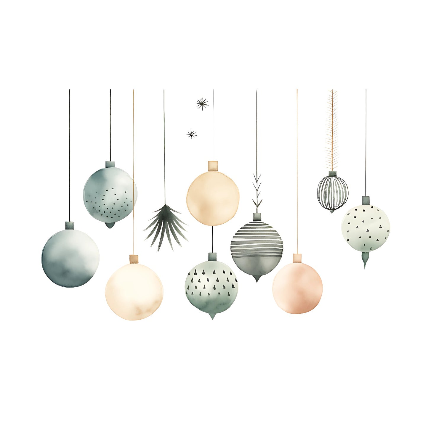 Bügelbild Winter Christbaum Kugeln