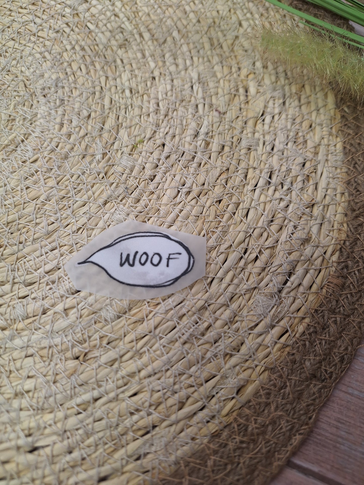Bügelbild Sprechblase WOOF
