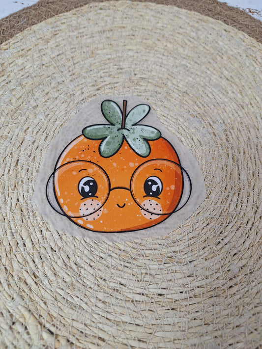 Bügelbild Mandarine Brille