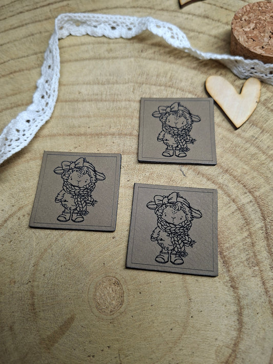 Lederpatch Schaf mit Schal