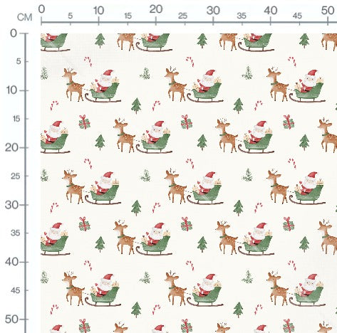 Stoffmuster Weihnachtsmann natur