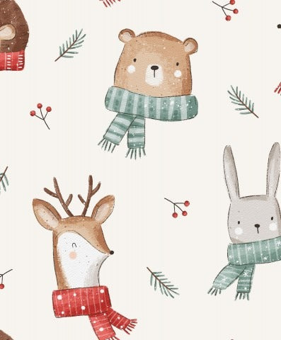 Stoffmuster Winterfreunde beige